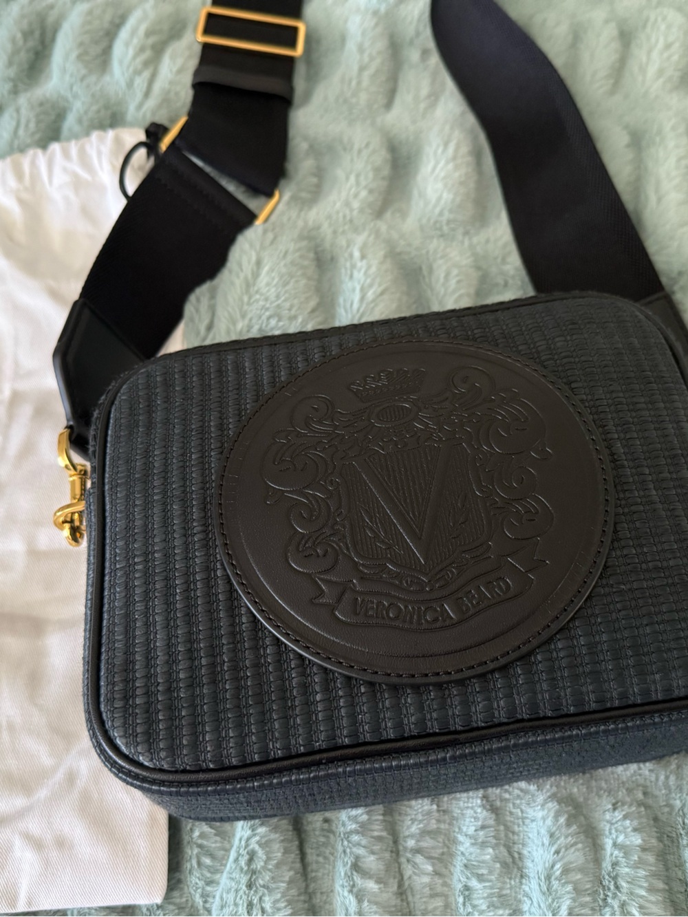 Veronica Beard The Crest Camera Bag Black Leather Crossbody